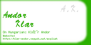 andor klar business card